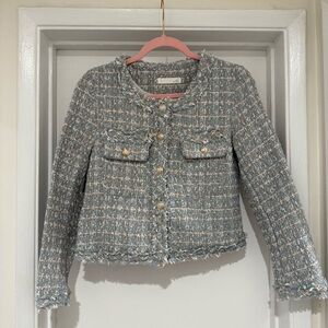 [Made in Korea] Tweed Boxy Fit Short Jacket - Boxy Fit - Metallic Buttons - Raon